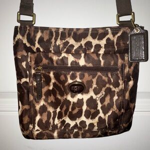 Coach Brown and Tan Animal Print Bag